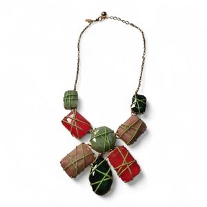 Kate Spade Multi Color Garden Bib Statement Stone Necklace Goldtone Adjustable
